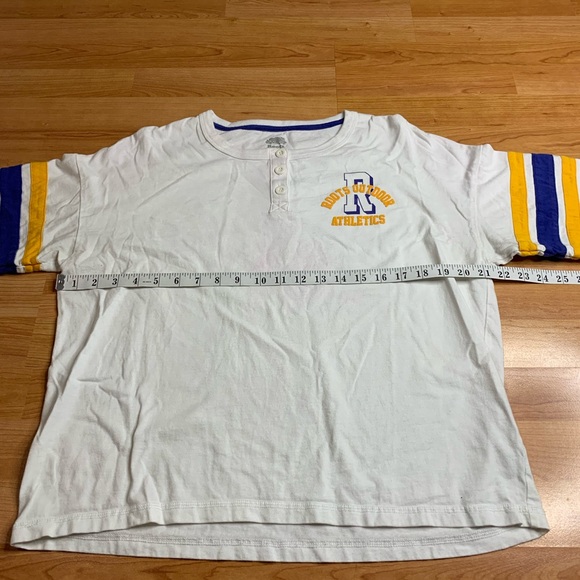 Roots Athletics White Varsity Henley Top - 3/4 Stripe Sleeve XS - Picture 6 of 8